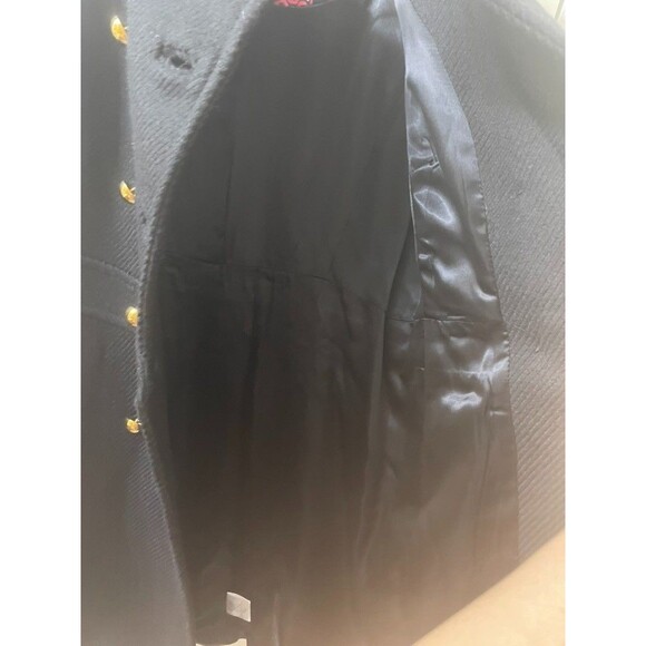 y2k Milly of New York Black Wool Blend Military Peacoat Gold Buttons size 4 - Picture 8 of 16